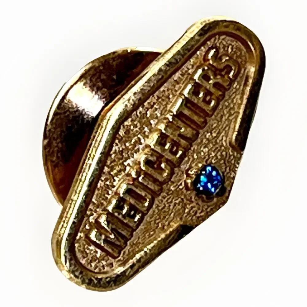 Vintage Medicenters 10K Gold Filled Lapel Pin Blue Sapphire Medical Service Pin